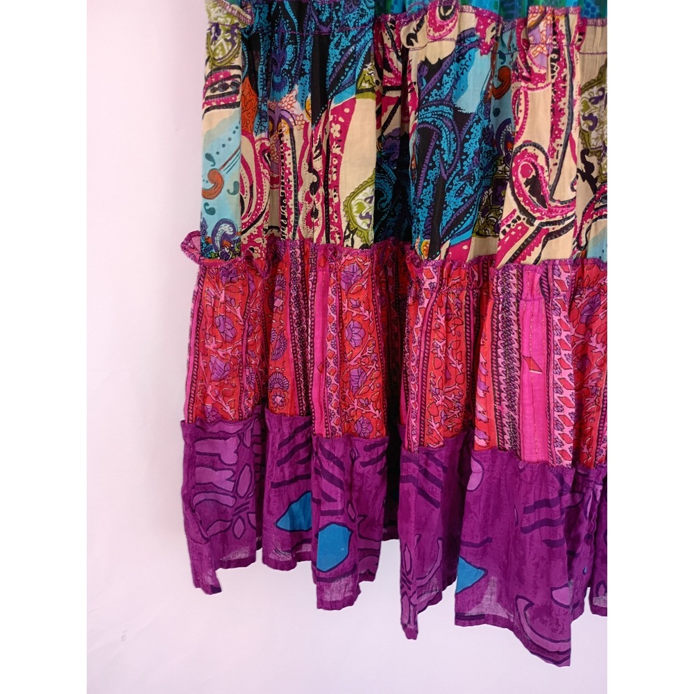 ANU Purple Multicolor Cotton Patchwork Tiered Boh… - image 4